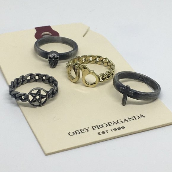 OBEY Sinful Stack Rings Set sz 8 - Picture 5 of 8